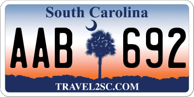 SC license plate AAB692