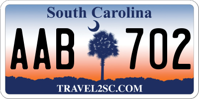 SC license plate AAB702