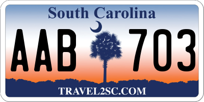 SC license plate AAB703