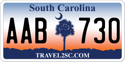 SC license plate AAB730