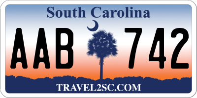 SC license plate AAB742