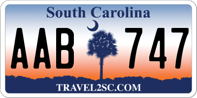 SC license plate AAB747