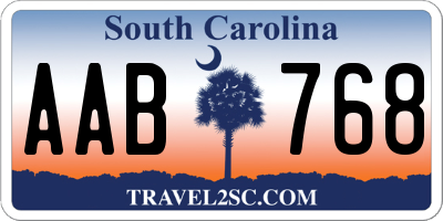 SC license plate AAB768