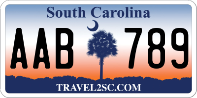 SC license plate AAB789