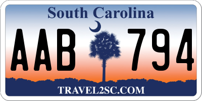 SC license plate AAB794