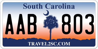 SC license plate AAB803
