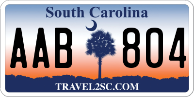 SC license plate AAB804