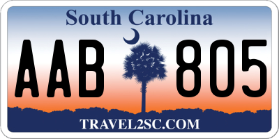 SC license plate AAB805