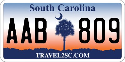 SC license plate AAB809