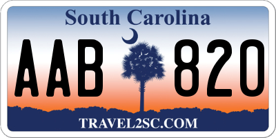 SC license plate AAB820