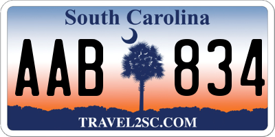 SC license plate AAB834