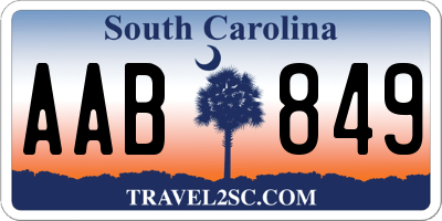 SC license plate AAB849