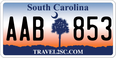 SC license plate AAB853