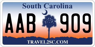 SC license plate AAB909