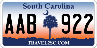SC license plate AAB922