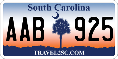 SC license plate AAB925