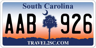 SC license plate AAB926