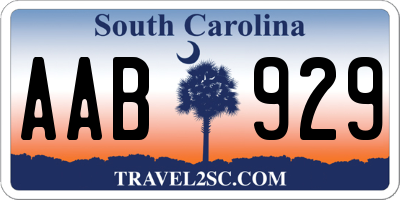 SC license plate AAB929