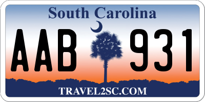 SC license plate AAB931
