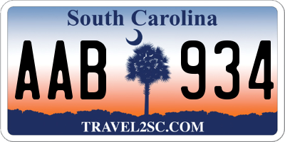 SC license plate AAB934