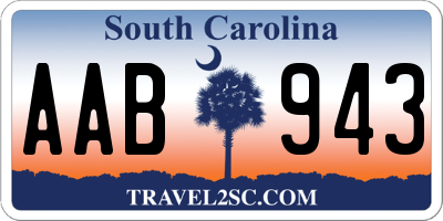 SC license plate AAB943