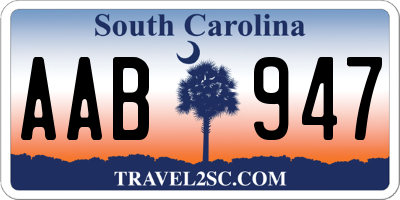 SC license plate AAB947