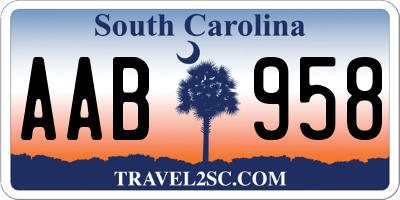 SC license plate AAB958