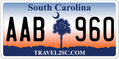 SC license plate AAB960