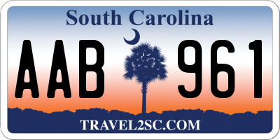 SC license plate AAB961
