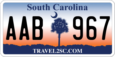 SC license plate AAB967