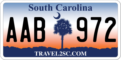 SC license plate AAB972