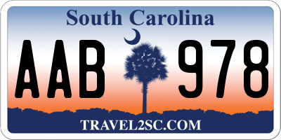 SC license plate AAB978