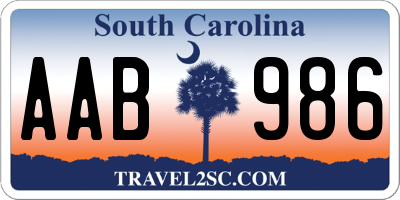SC license plate AAB986