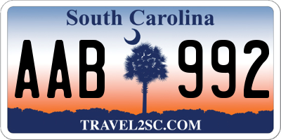 SC license plate AAB992