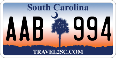 SC license plate AAB994