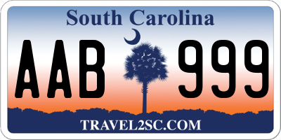 SC license plate AAB999