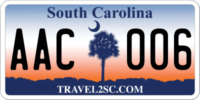 SC license plate AAC006