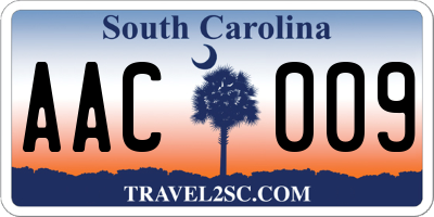 SC license plate AAC009
