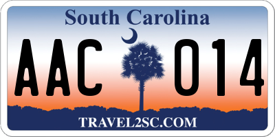 SC license plate AAC014