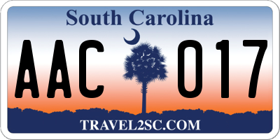 SC license plate AAC017