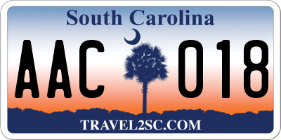 SC license plate AAC018