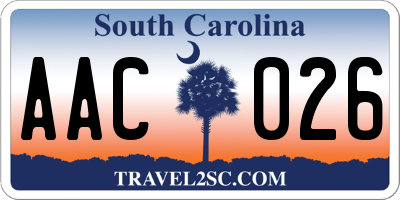 SC license plate AAC026