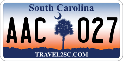 SC license plate AAC027