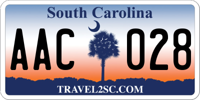 SC license plate AAC028