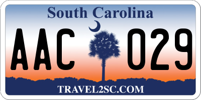 SC license plate AAC029