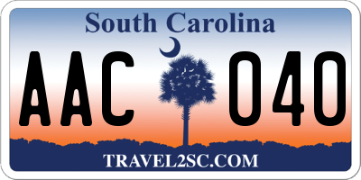 SC license plate AAC040