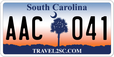 SC license plate AAC041