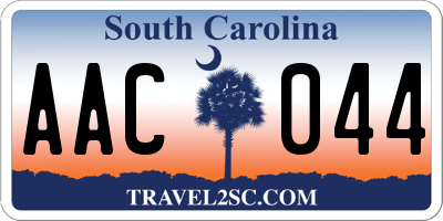 SC license plate AAC044