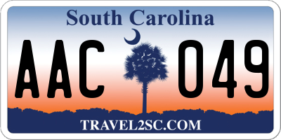 SC license plate AAC049