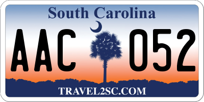 SC license plate AAC052